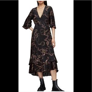 NWT All Saints Delano tempest dress 0 deep green